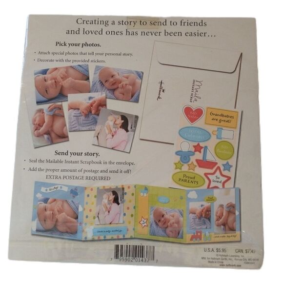 Hallmark Instant Scrapbook Sealed Mailable Baby Boy Brag Book NWT Blue Pastel - Picture 3 of 10